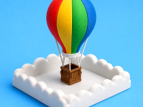 Cloudy Hot Air Balloon Tray Organizer 3D Print Model