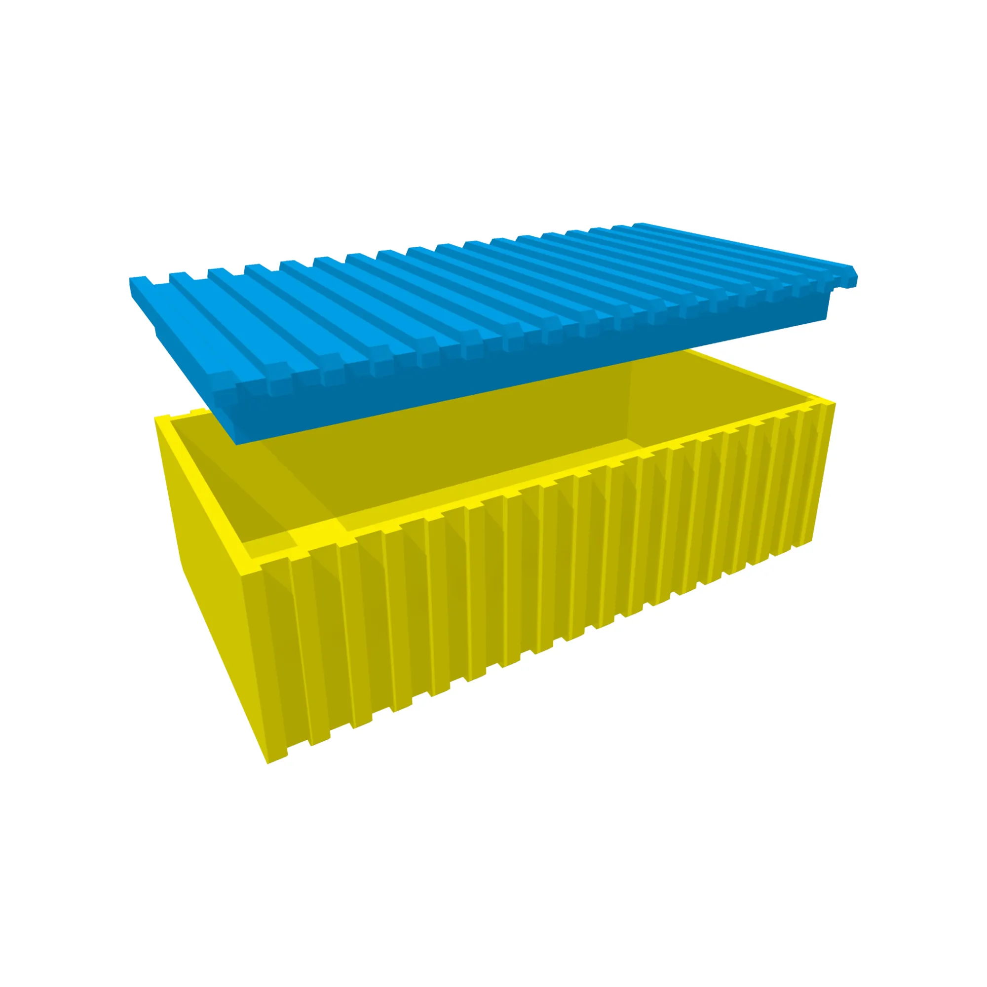 Rugged Ribbed Storage Box Container 3D Print Model .c4d .max .obj .3ds .fbx .stl .blend 