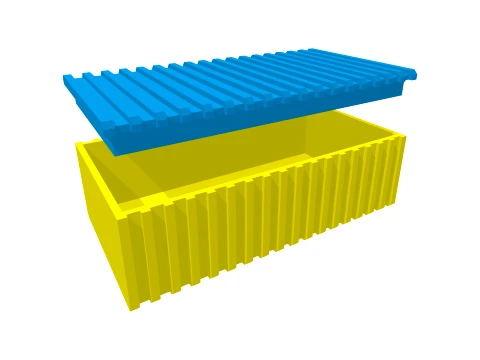 Rugged Ribbed Storage Box Container 3D Print Model