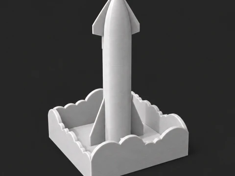 Starship Rocket Tray Cloud Organizer 3D Print Model