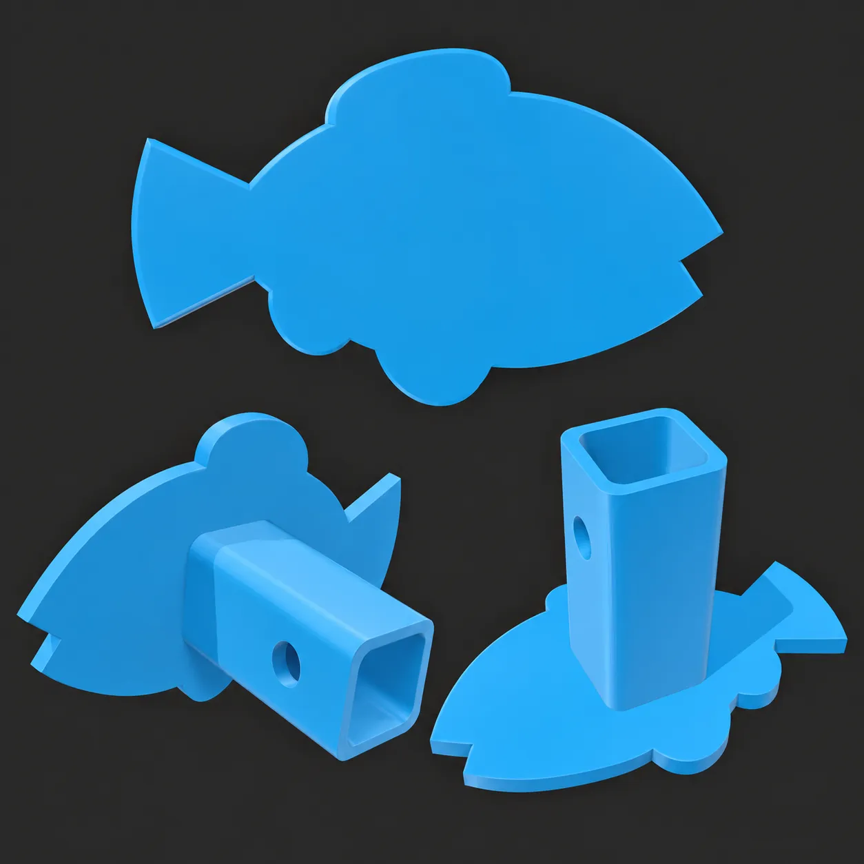 Fishy Tow Hitch Cover Plate 3D Print Model .c4d .max .obj .3ds .fbx .stl .blend