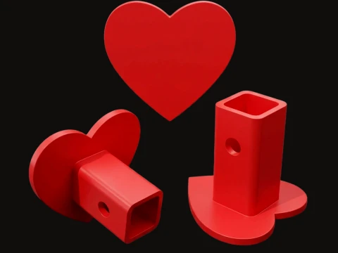 Love Heart Tow Hitch Cover Plate 3D Print Model