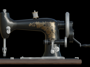low-poly retro sewing machine Model 3D