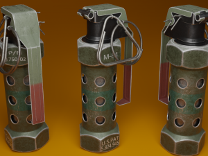 M-84 GRENADE FLASHBANG STUNT GRENADE PBR 3D Model