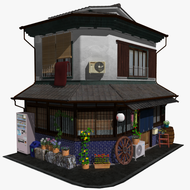 osaka house 3D मॉडल .c4d .max .obj .3ds .fbx .stl .blend 