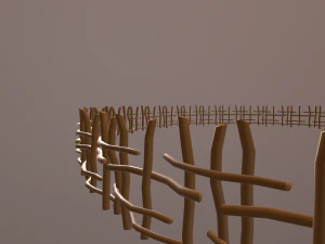 wood log fence 3D Model