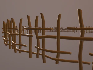wood log fence 3D Model