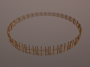 wood log fence Modelo 3D