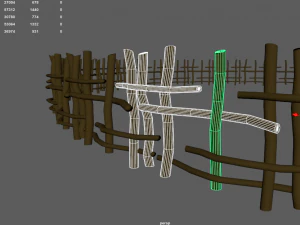 wood log fence 3D Model