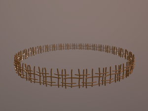 wood log fence Modelo 3D