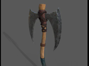 viking barbu - hache de combat - pbr Modèle 3D