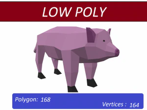 świnia, niski poli Model 3D