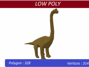 динозавр брахіозавр низький полі 3D Модель