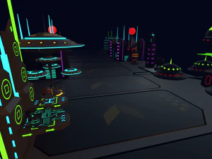 sci fi futuristic city package low-poly 3D Model