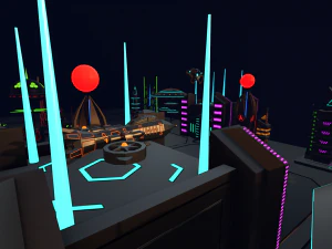 sci fi futuristic city package low-poly 3D Model