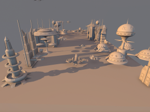 sci fi futuristic city package low-poly Modèle 3D