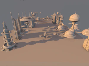 sci fi futuristic city package low-poly 3D Model