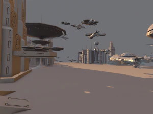 sci fi futuristic city package low-poly 3D Model