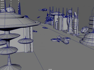 sci fi futuristic city package low-poly 3D Model