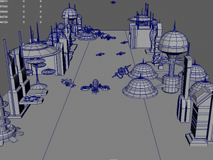 sci fi futuristic city package low-poly Modèle 3D