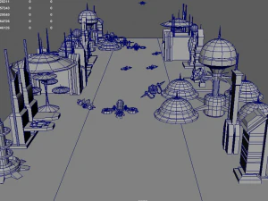 sci fi futuristic city package low-poly 3D Model