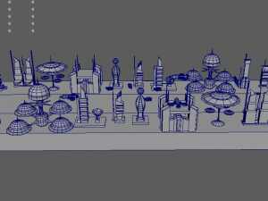 sci fi futuristic city package low-poly Modèle 3D