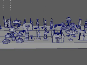 sci fi futuristic city package low-poly 3D Model