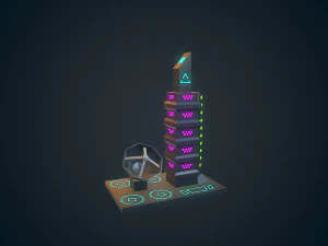 sci fi futuristic city package low-poly 3D Model