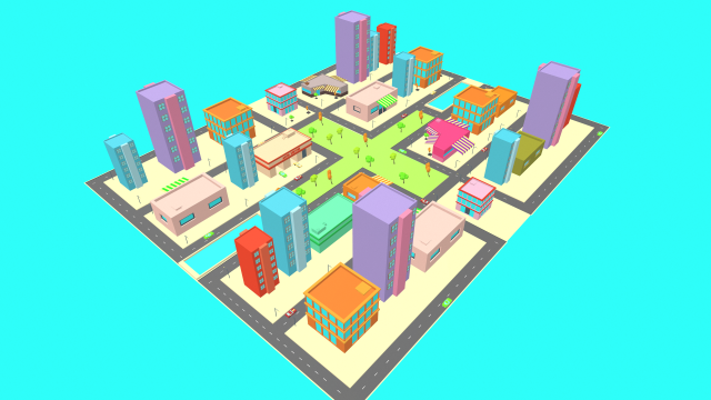simplepoly city -low poly 3D 模型 .c4d .max .obj .3ds .fbx .stl .blend