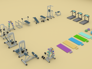 low poly gym Modèle 3D