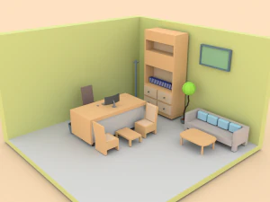 low poly office 3D Model