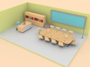 low poly office 3D Model