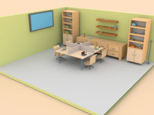 low poly office 3D Model