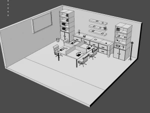 low poly office 3D Model