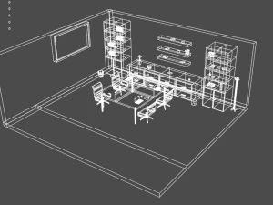 low poly office 3D Model