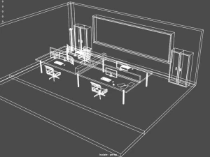 low poly office 3D Model