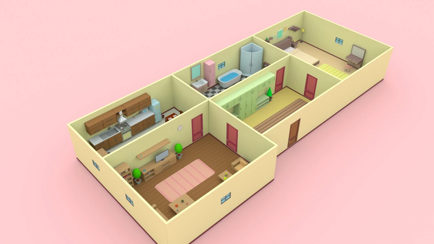 cartoon house 3D Model .c4d .max .obj .3ds .fbx .stl .blend 