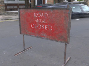 warning road signs - pbr 3D Model