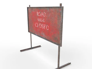 warning road signs - pbr 3D Model