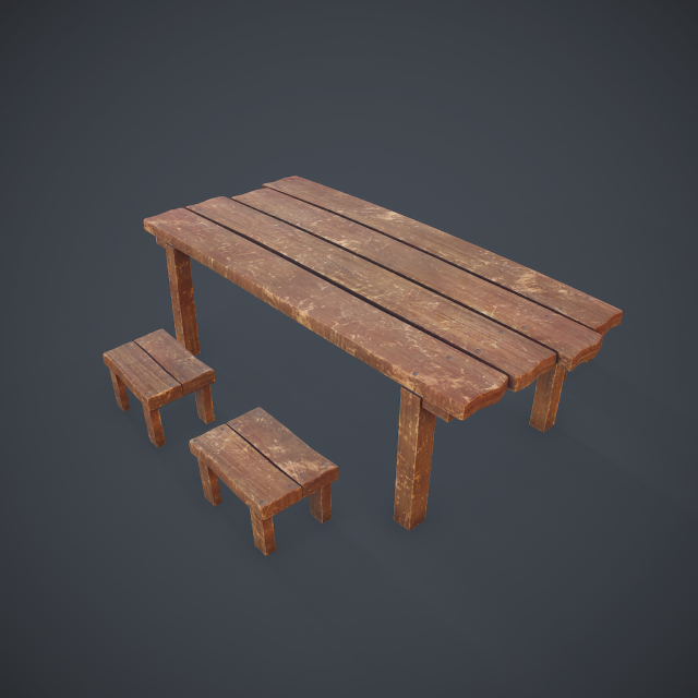 table and seat - pbr Modelo 3D .c4d .max .obj .3ds .fbx .stl .blend 