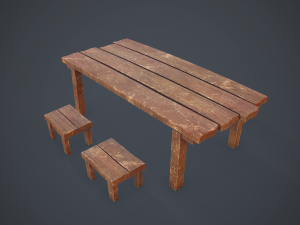 table and seat - pbr 3D Model