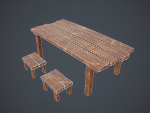 table and seat - pbr Modelo 3D