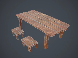 table and seat - pbr 3D Model