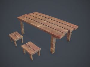 table and seat - pbr Modelo 3D