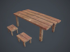 table and seat - pbr 3D Model