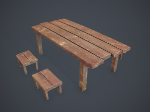 table and seat - pbr Modelo 3D
