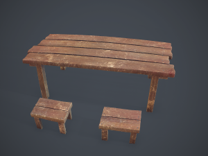 table and seat - pbr Modelo 3D