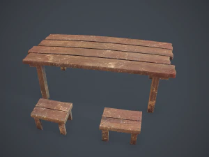 table and seat - pbr 3D Model