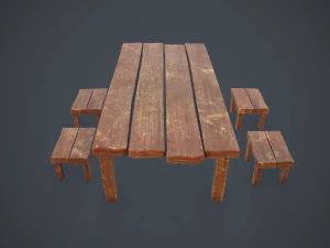 table and seat - pbr 3D Model