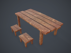 table and seat - pbr Modelo 3D